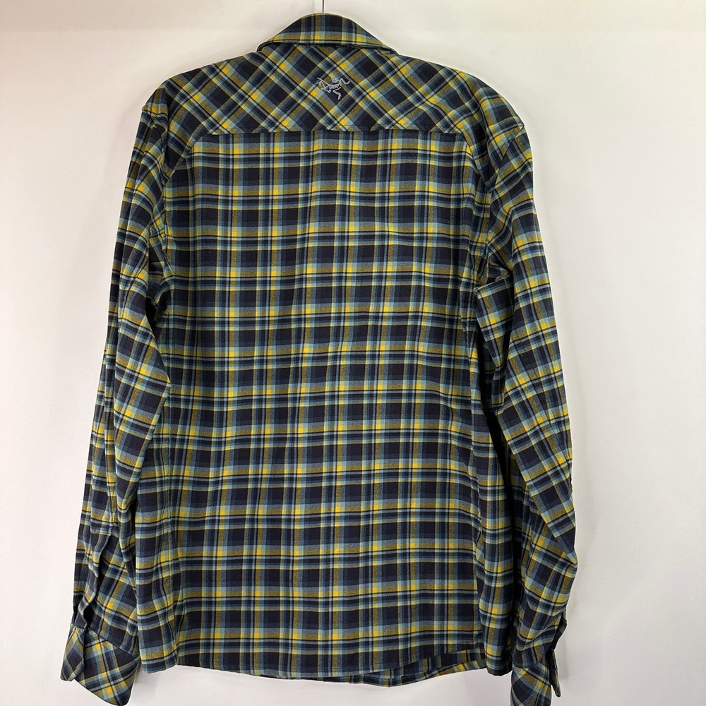 Arc'teryx Gryson Snap Button Blue and Yellow Plaid Casual Button Down Shirt - Picture 5 of 7